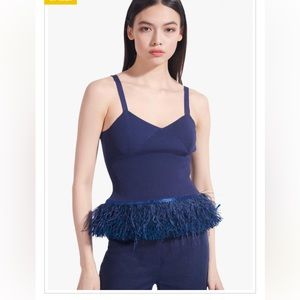 Staud cosetta navy blue knitted raffia top sz M BNWT
